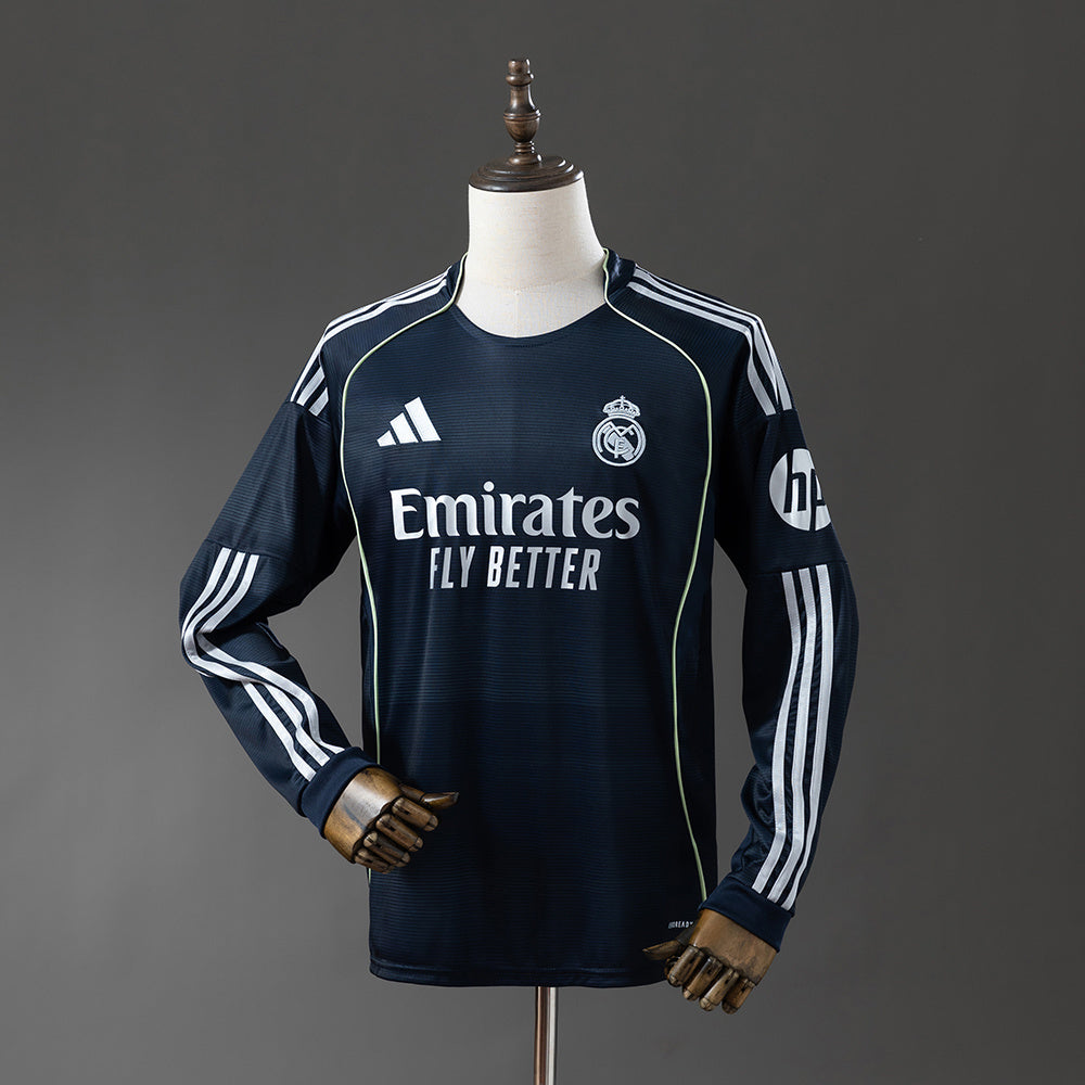 REAL MADRID VISITANTE 25/26 VERSIÓN FAN MANGA LARGA